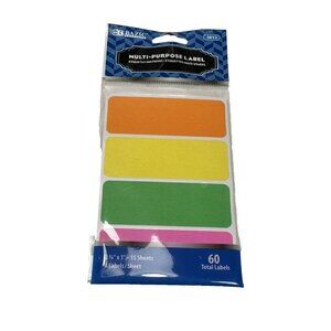 multi purpose labels 60 pack 15 sheets 4 labels per sheet neon